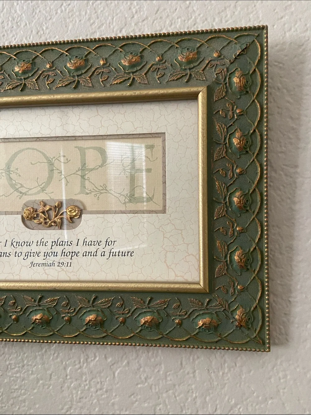 HOPE Decorative Framed Wall Art - Green and Gold by Wildwood Artisans